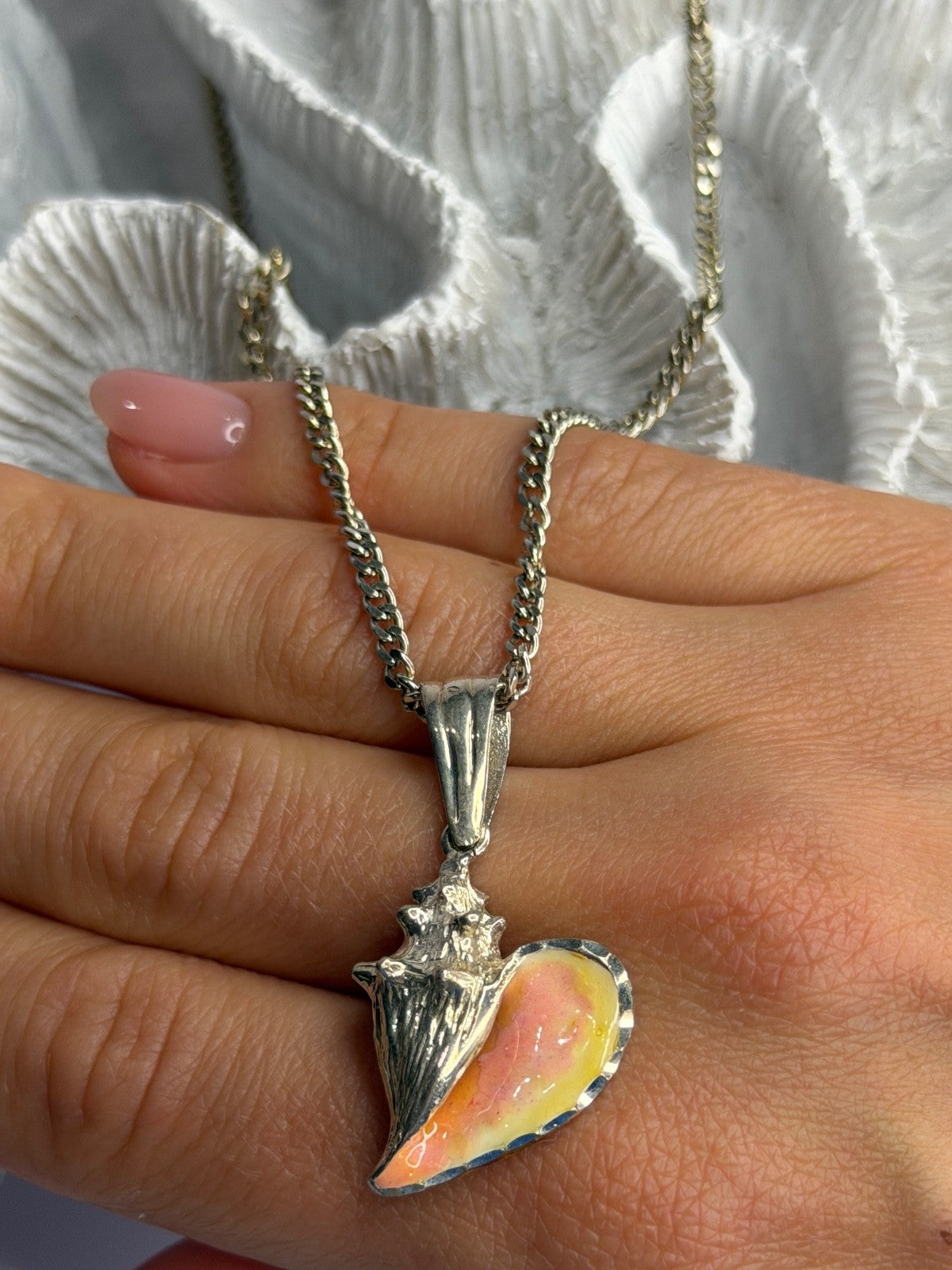 925 Sterling Silver Conch Shell Necklace