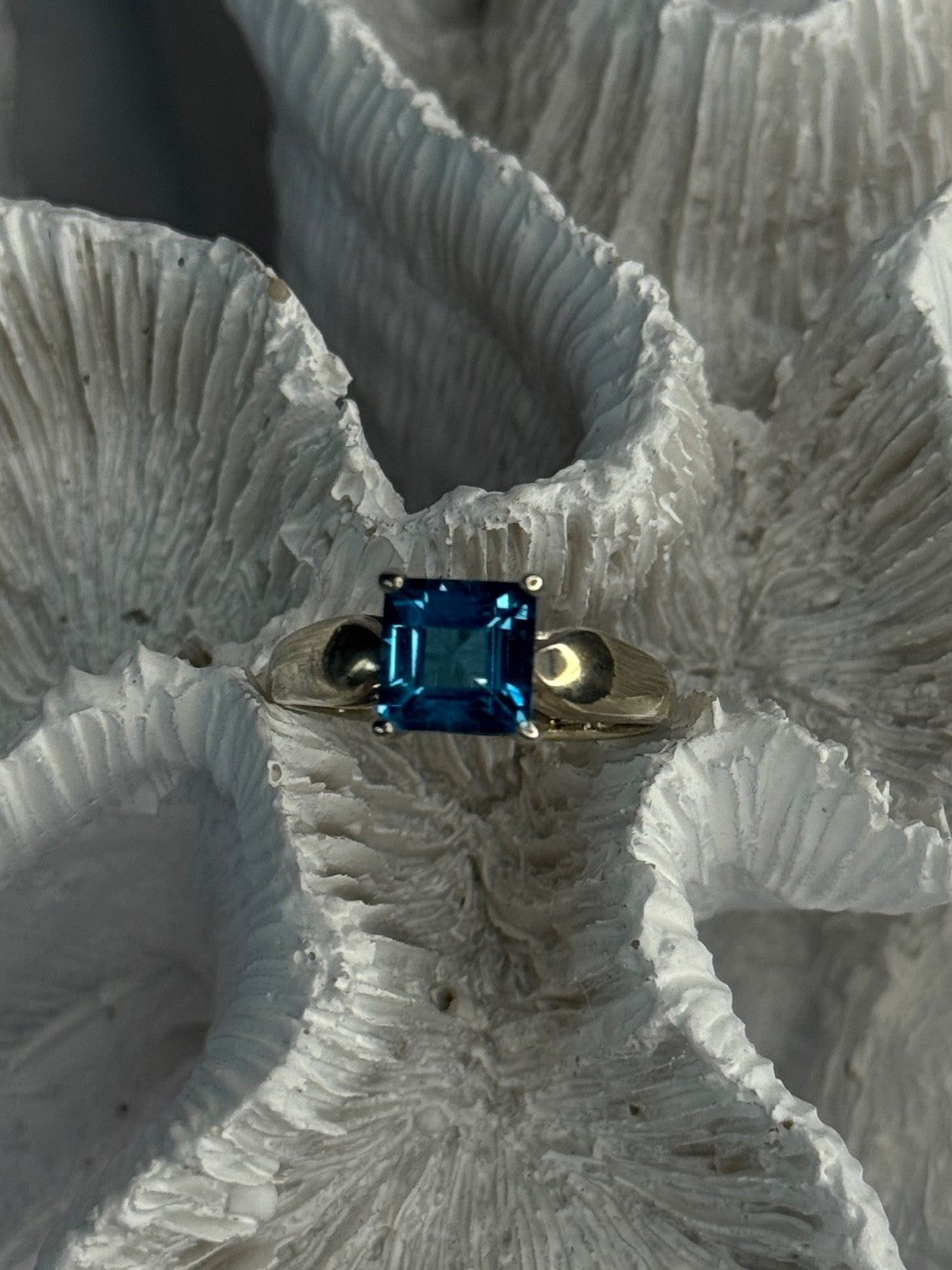 925 Sterling Silver Blue Topaz Ring Size 8