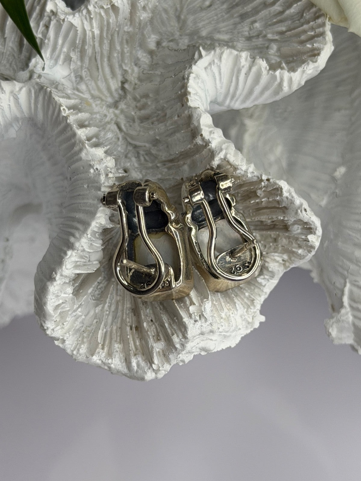 Vintage 925 Sterling Silver Abalone Earrings