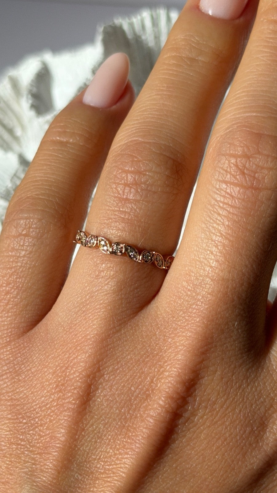 Classy Design 10K Rose Gold Diamond 0.12 ct Ring Size 6.5