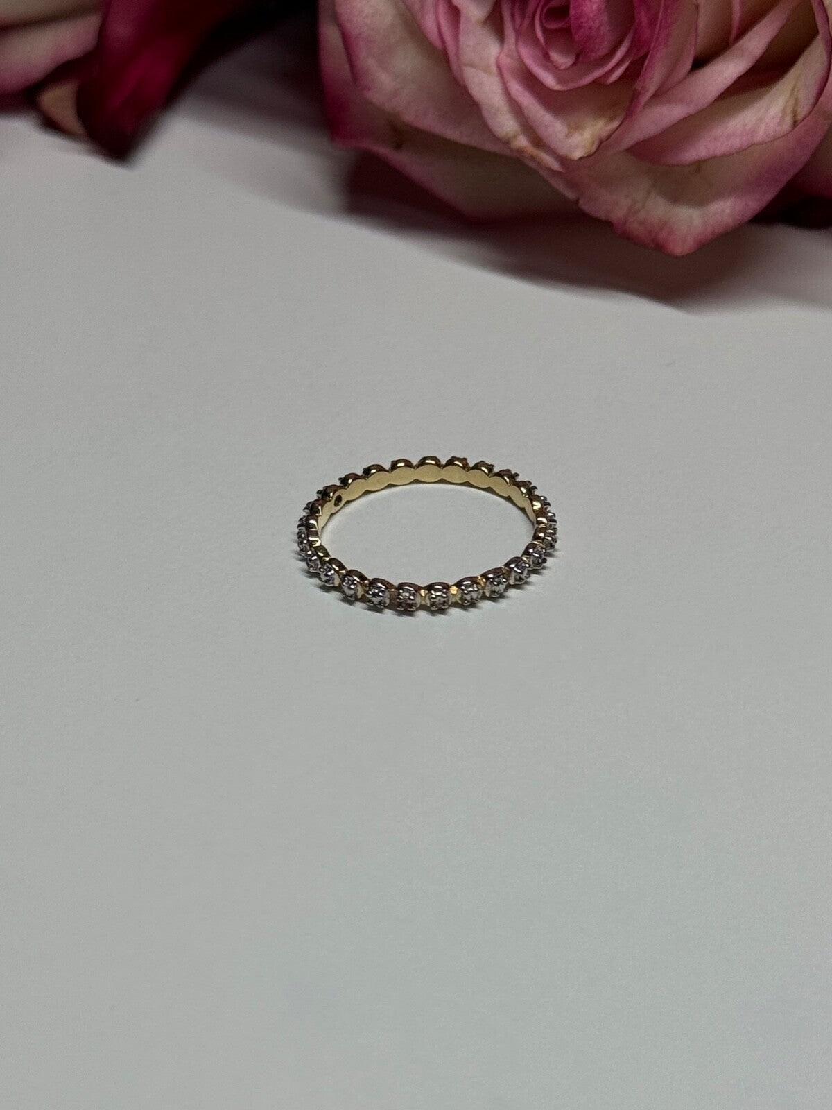 925 Sterling Silver Gold Plated CZ Ring Size 6