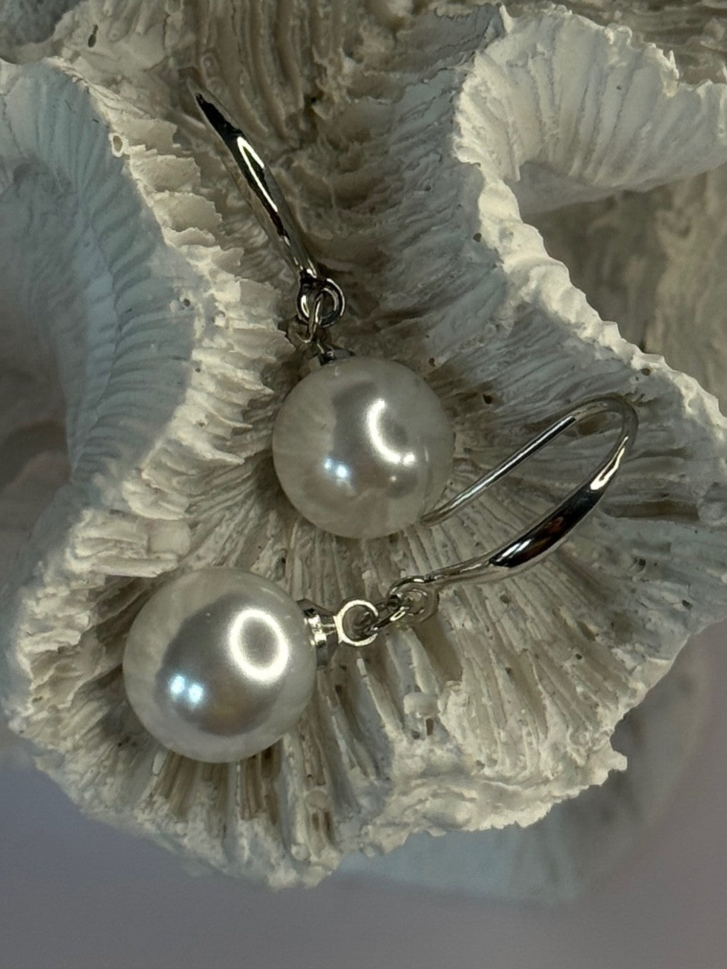 925 Sterling Silver Pearl Earrings Length 1.20 Inch