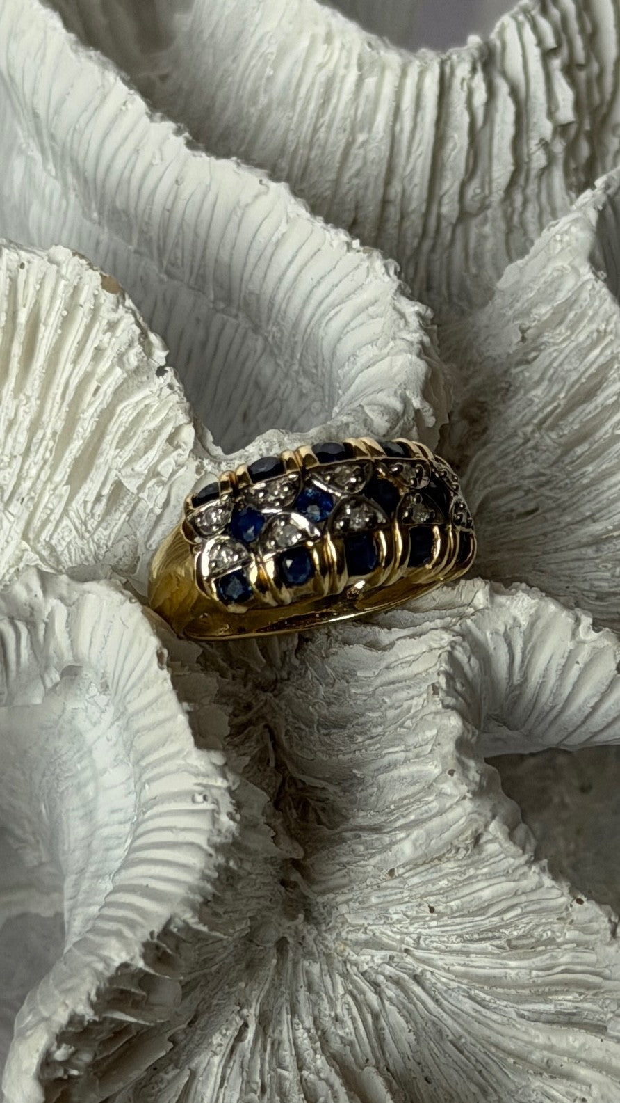 14K Yellow Gold Sapphire 0.84 ct & Diamond 0.15 ct Ring Size 5