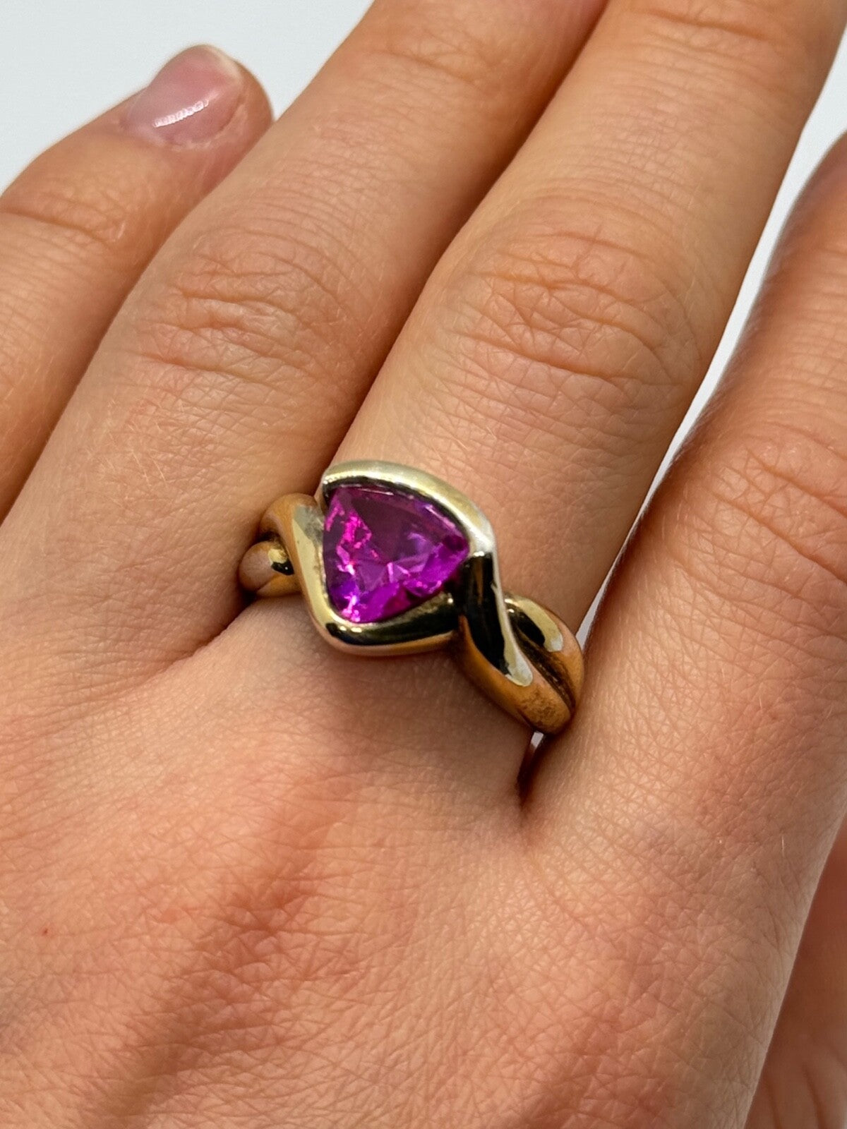 925 Sterling Silver Pink Topaz Ring Size 9