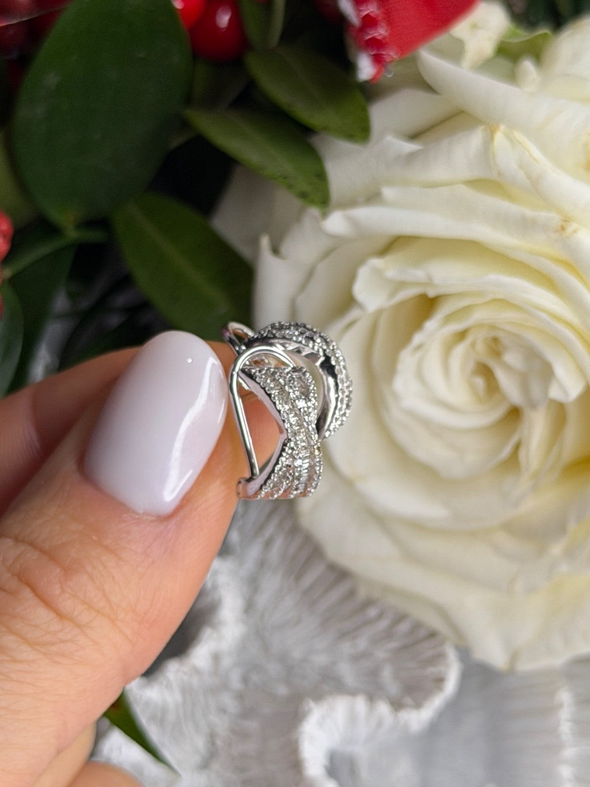 Beautiful 925 Sterling Silver White Topaz Earrings