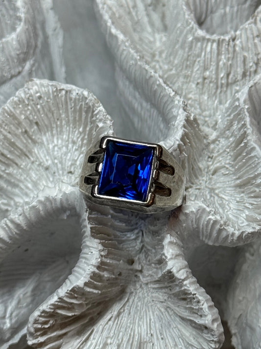 925 Sterling Silver Gainsboro Sapphire Men'S Ring Size 9
