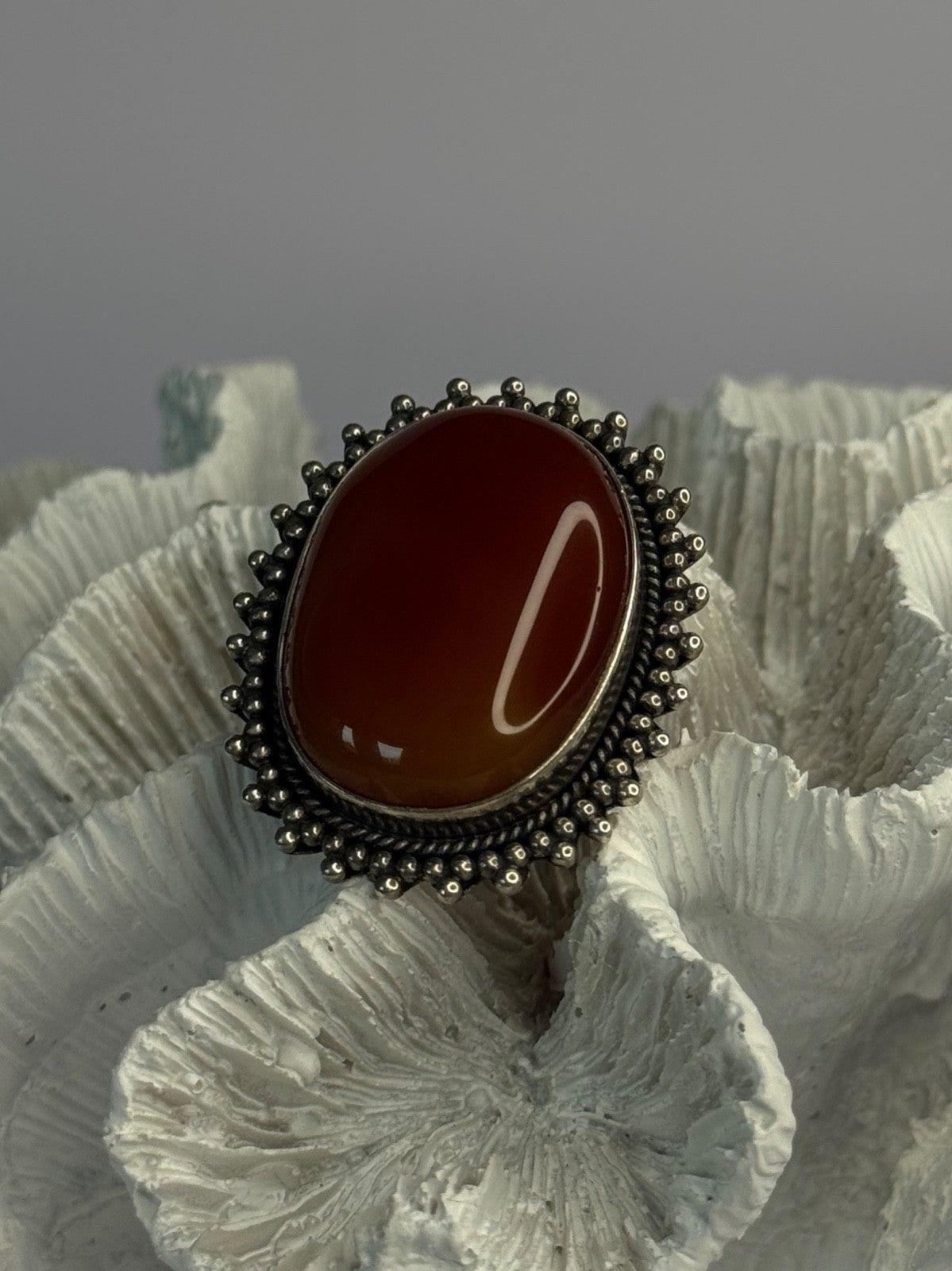 Vintage 925 Sterling Silver Carnelian Ring Size 6