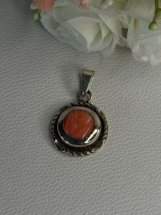 Vintage 925 Sterling Silver Carnelian Pendant Length 1.60 Inch