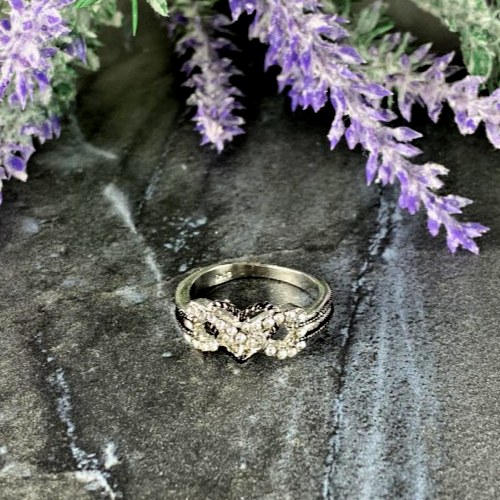 925 Sterling Silver White CZ "Heart" Ring Size 6.5 Turkey