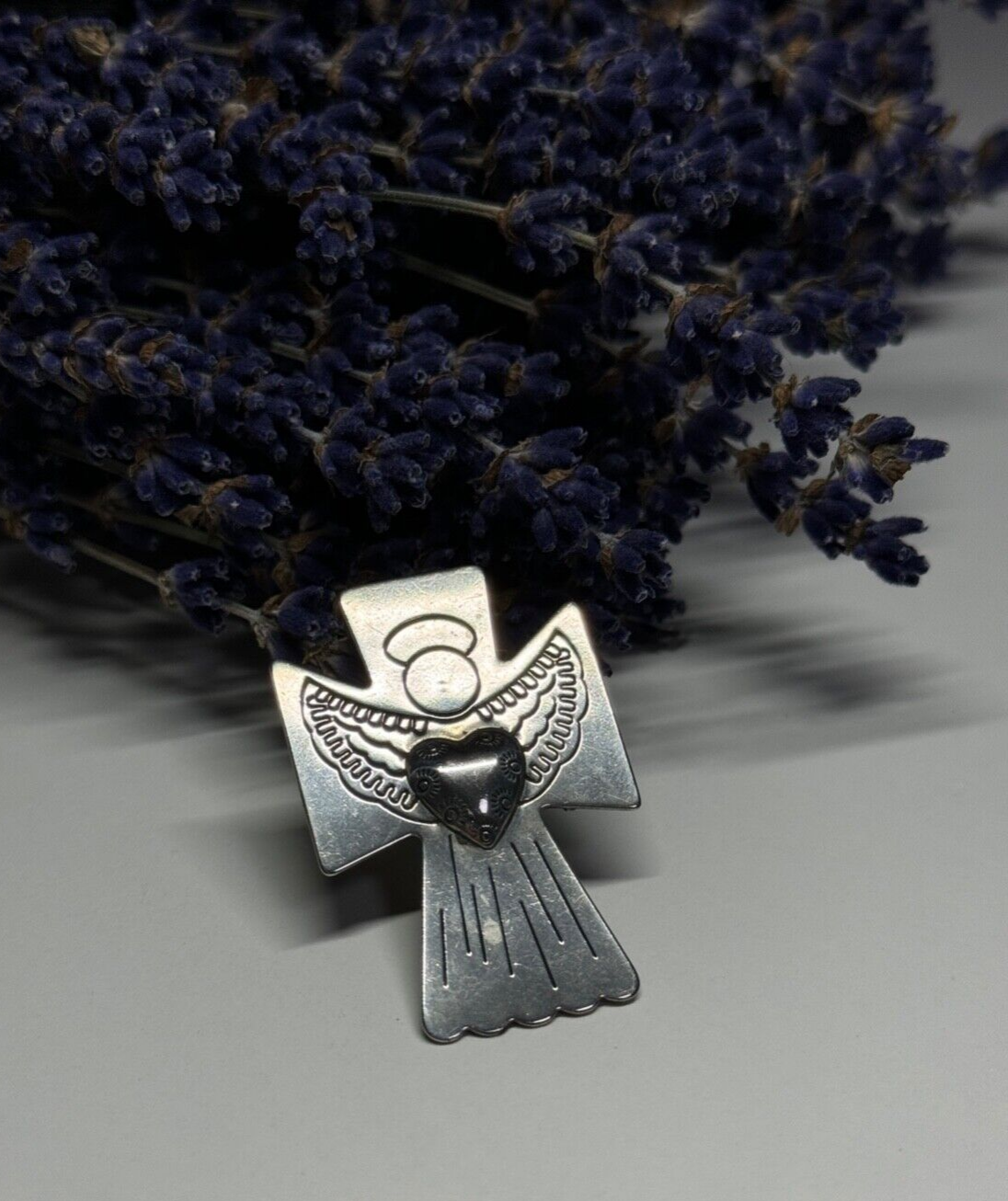 925 Sterling Silver Angel Heart Brooch