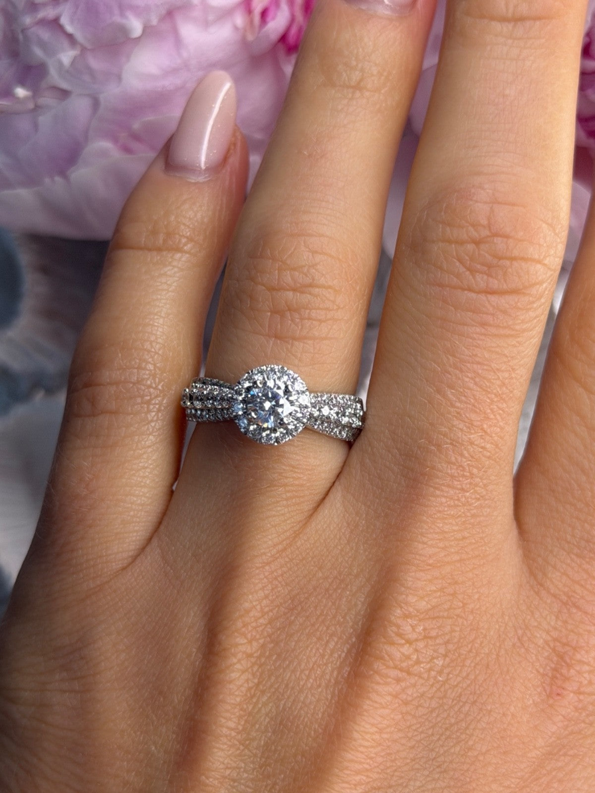GOS 925 Sterling Silver ctw 1.38 Cz Ring Size 7