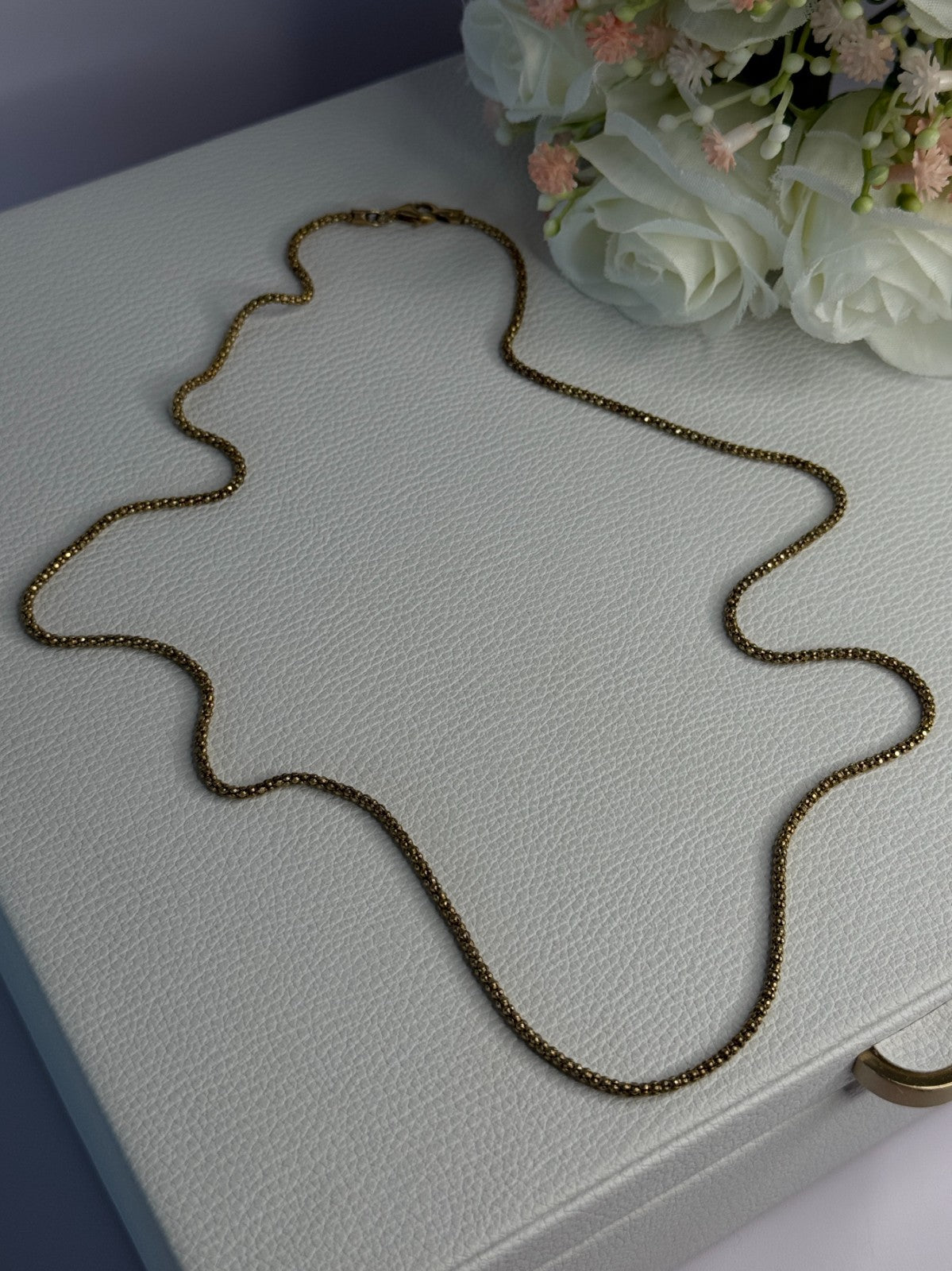 925 Sterling Silver Gold Plated Italy Lirm Necklace Chain Length 22 Inch