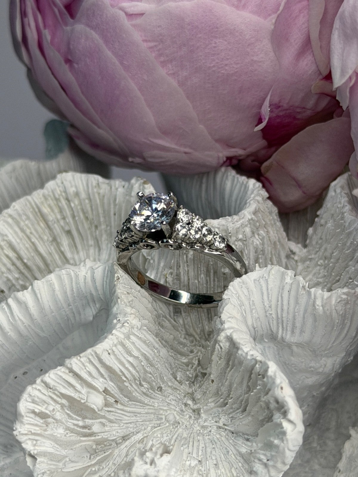 GOC 925 Sterling Silver tcw 1.80 Cz Ring Size 7