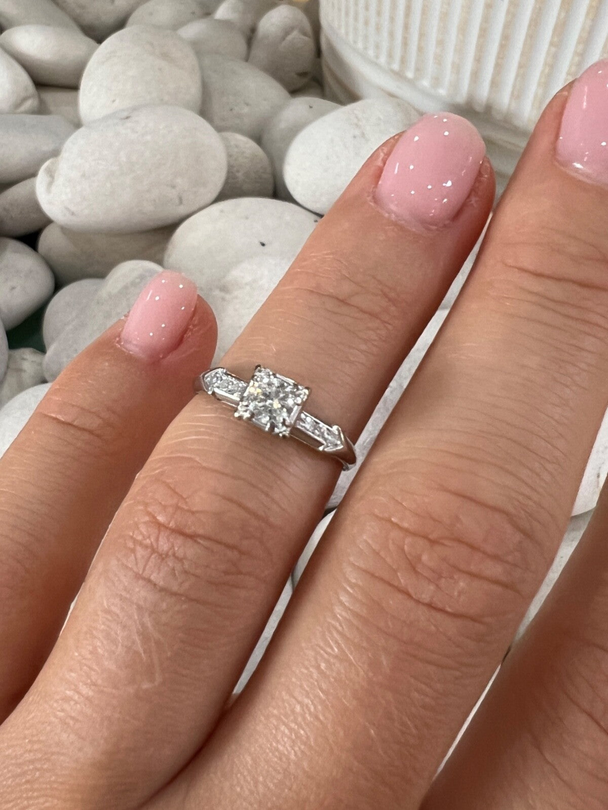 Jabel 18K White Gold Diamonds Ring Size 4.5