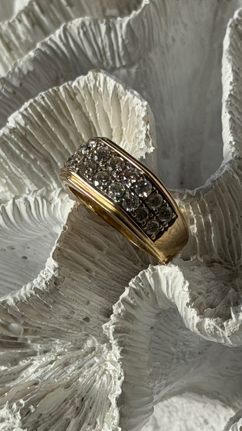 Men's 10K Yellow Gold Diamond 3 ct Ring Size 11.5