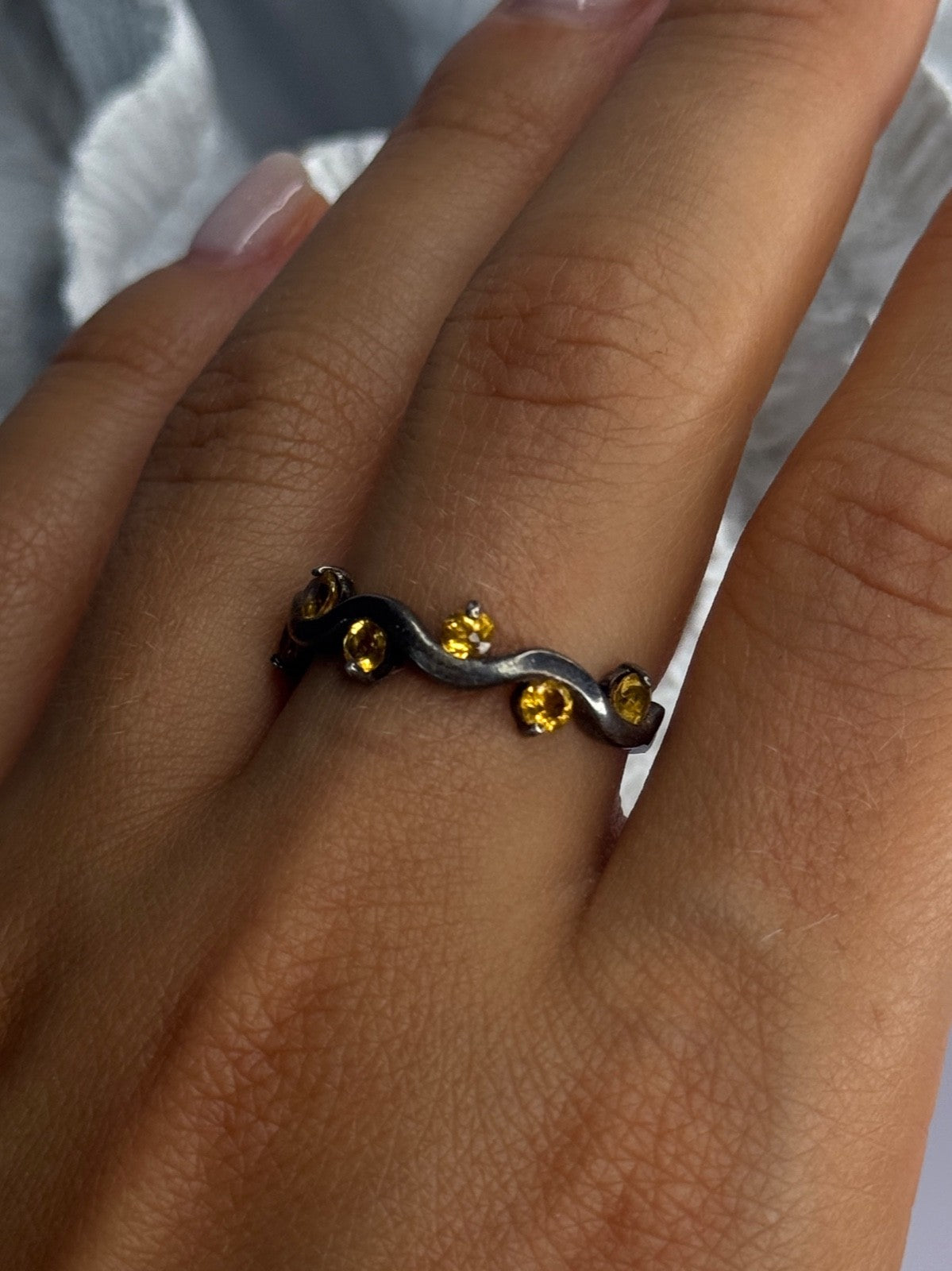 925 Sterling Silver Citrine Ring Size 9.5