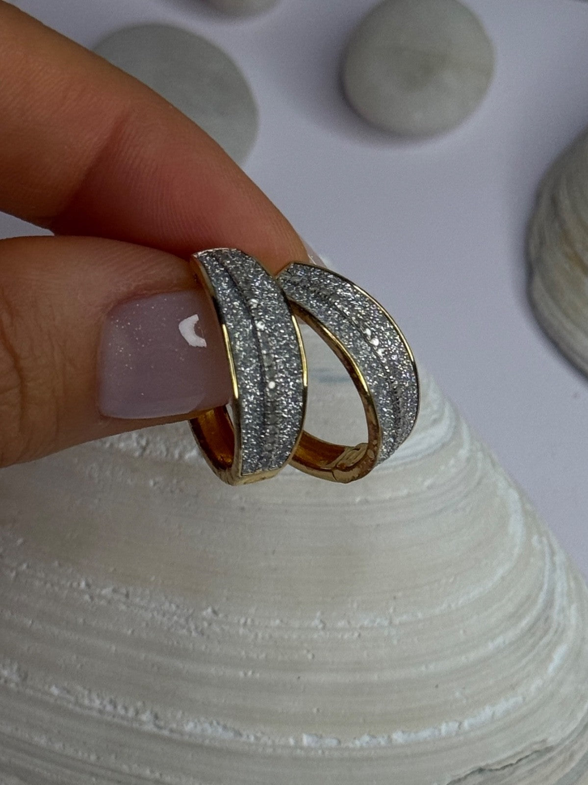 925 Sterling Silver Gold Plated CZ Earrings Length 0.8 Inch