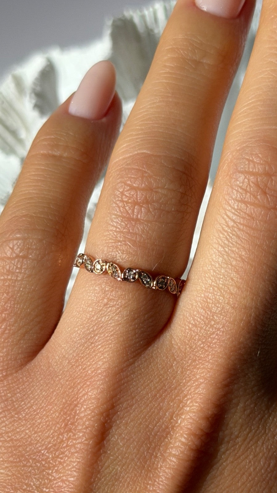 Classy Design 10K Rose Gold Diamond 0.12 ct Ring Size 6.5
