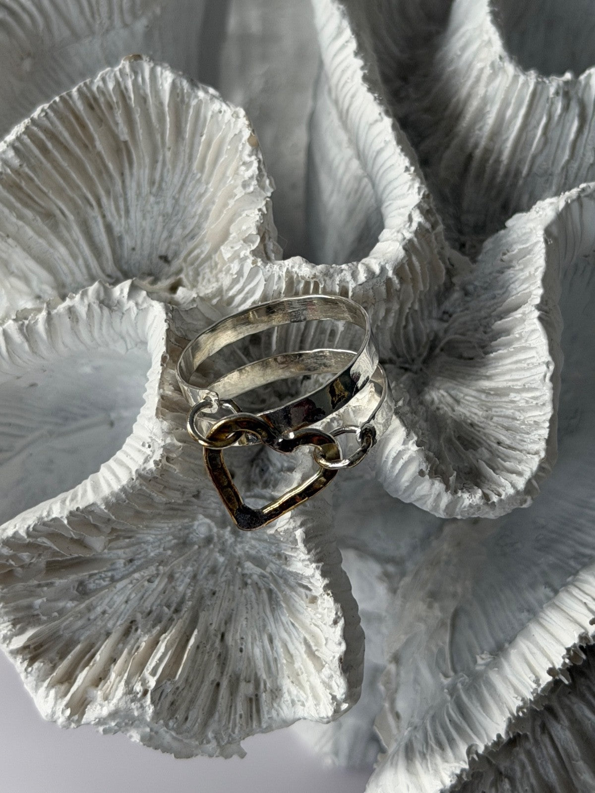Handmade 925 Sterling Silver Gold Plated Heart Ring Size 9.5