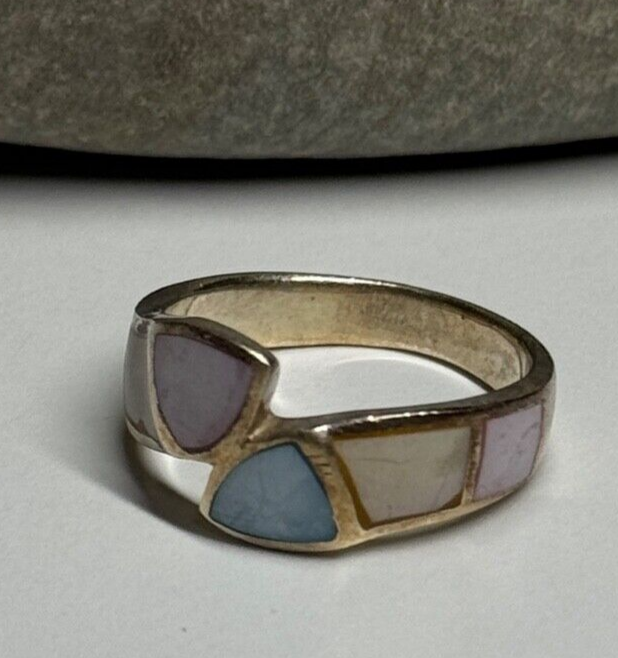 925 Sterling Silver Abalone Ring Size 7