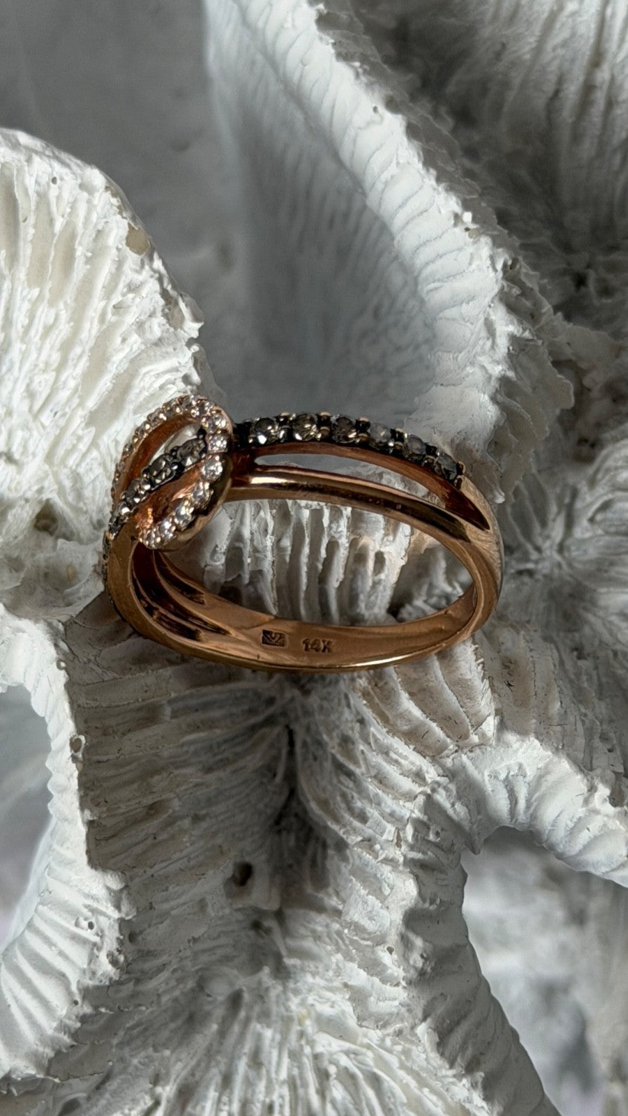 Le Vian 14K Rose Gold Chocolate & White Diamonds 0.50 cts Ring Size 6.5