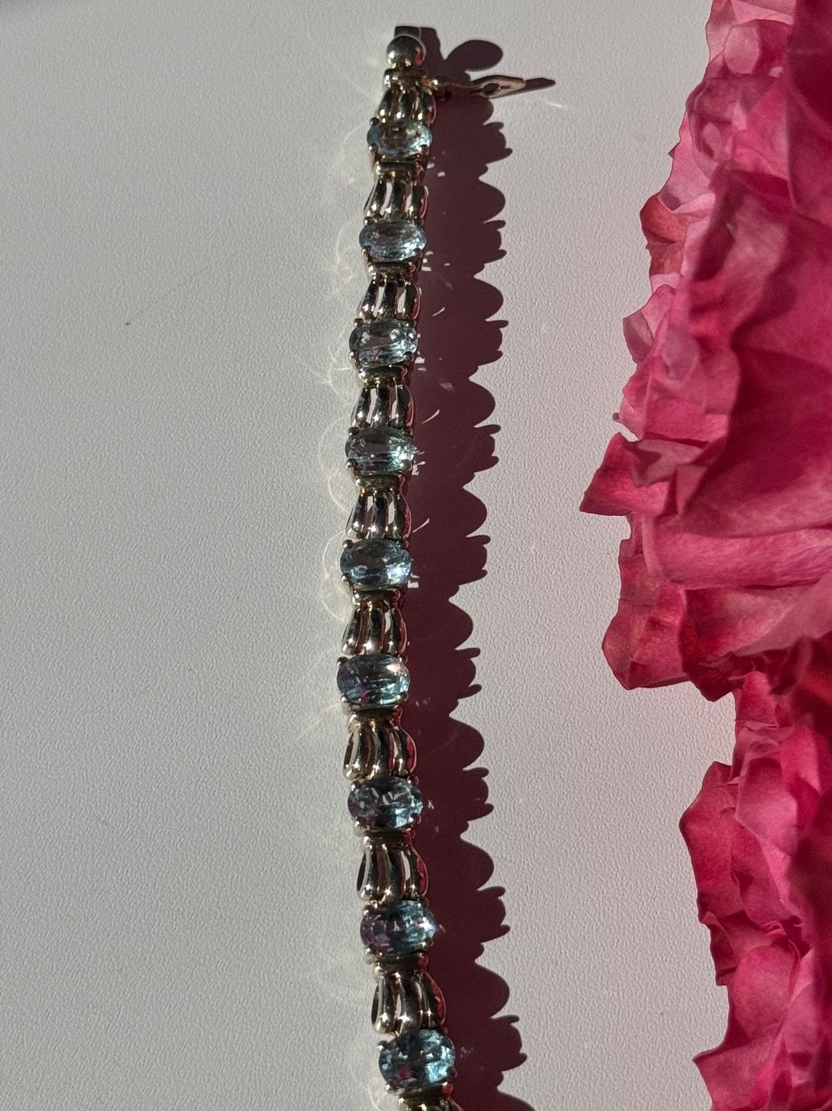 925 Sterling Silver Blue Topaz Bracelet 7.5 Inch