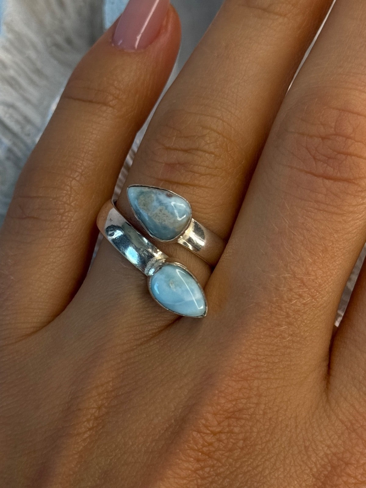 Vintage 925 Sterling Silver Larimar Ring Size 7