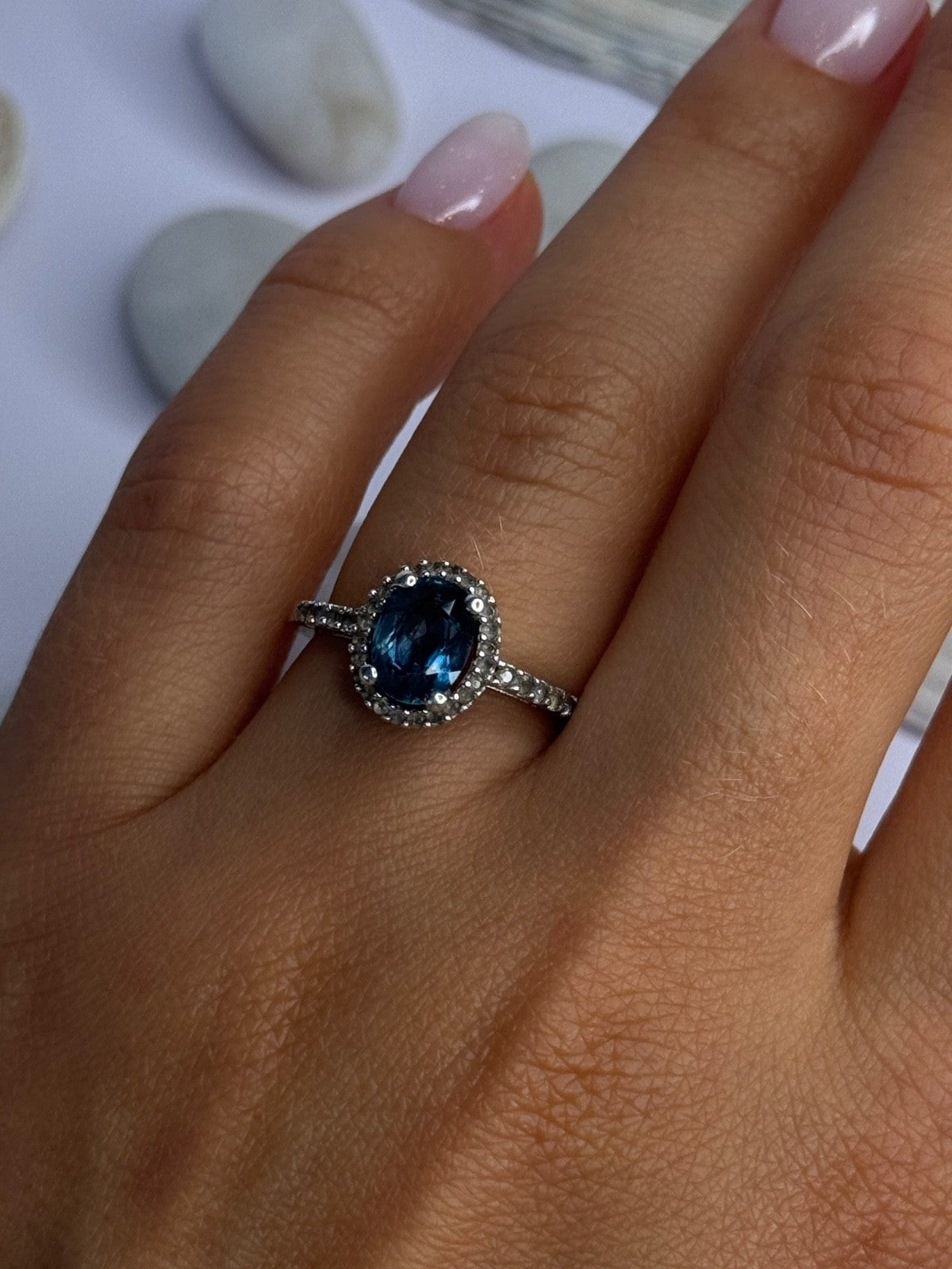 925 Sterling Silver Spinel & Beryl Ring Size 7