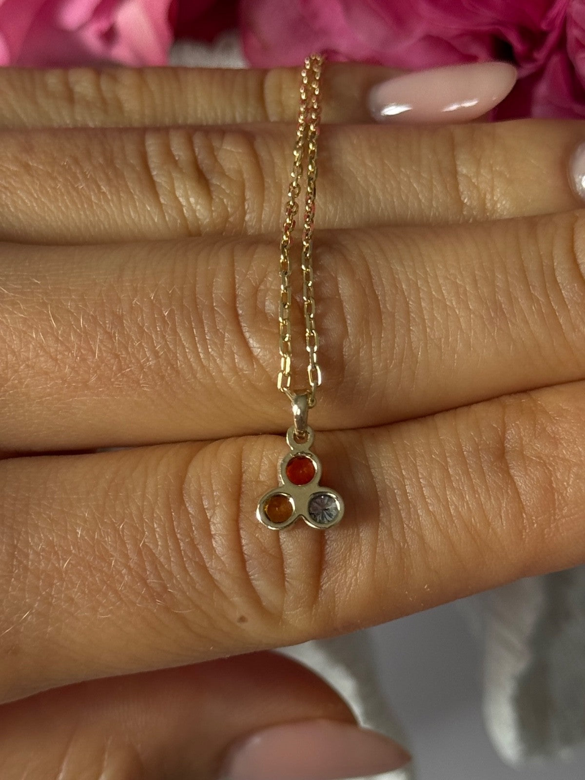 14K Yellow Gold Diamond Citrine Spinel Necklace