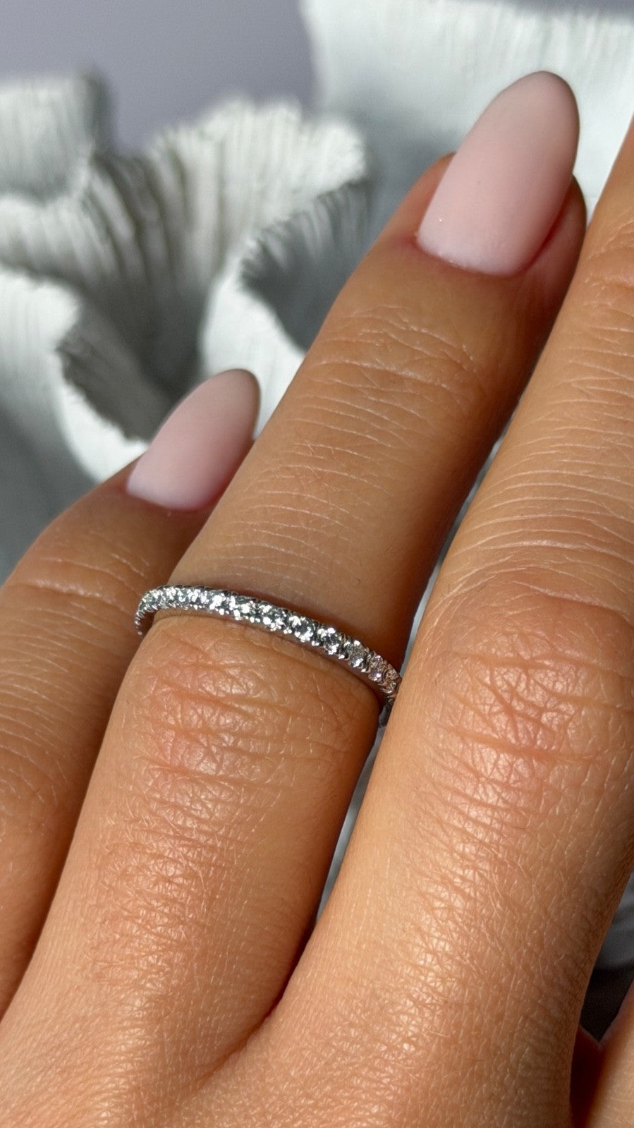 14K White Gold Custom Diamond 0.58 ct Ring Size 6