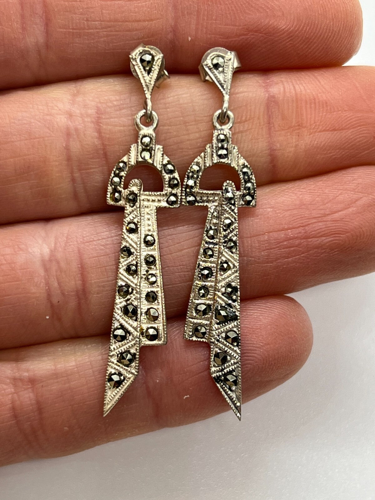 Vintage 925 Sterling Silver & Marcasites Earrings