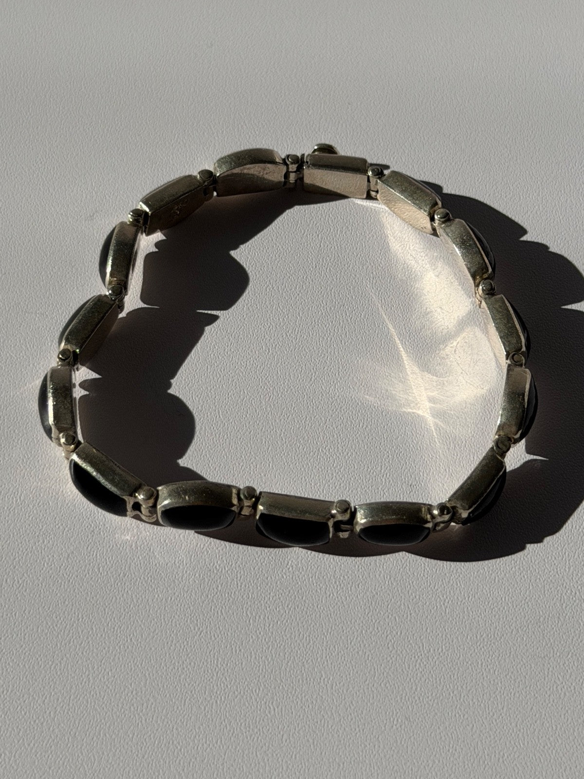 Vintage 950 Sterling Silver Black Onyx Bracelet