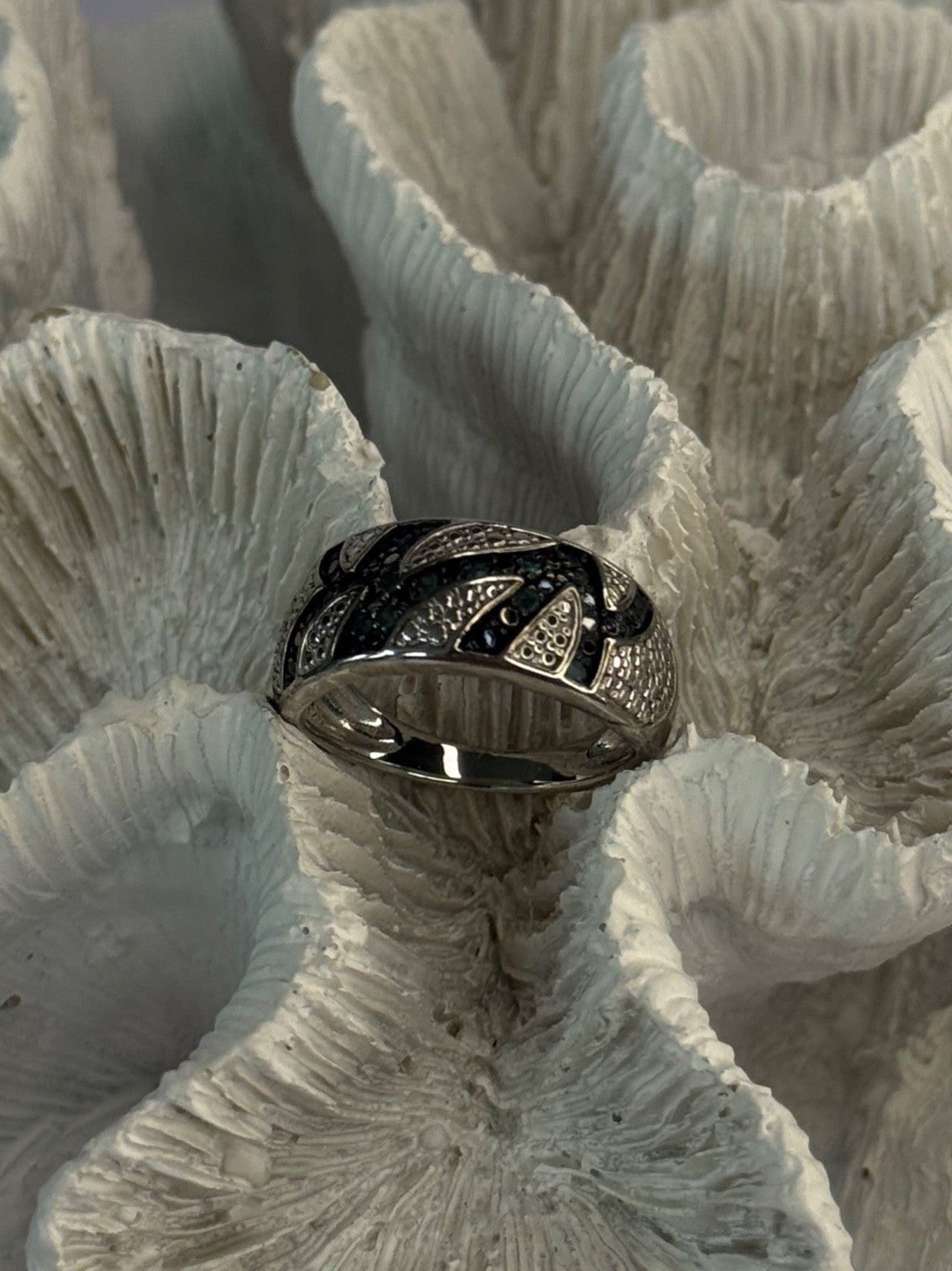 925 Sterling Silver Sapphire Ring Size 7