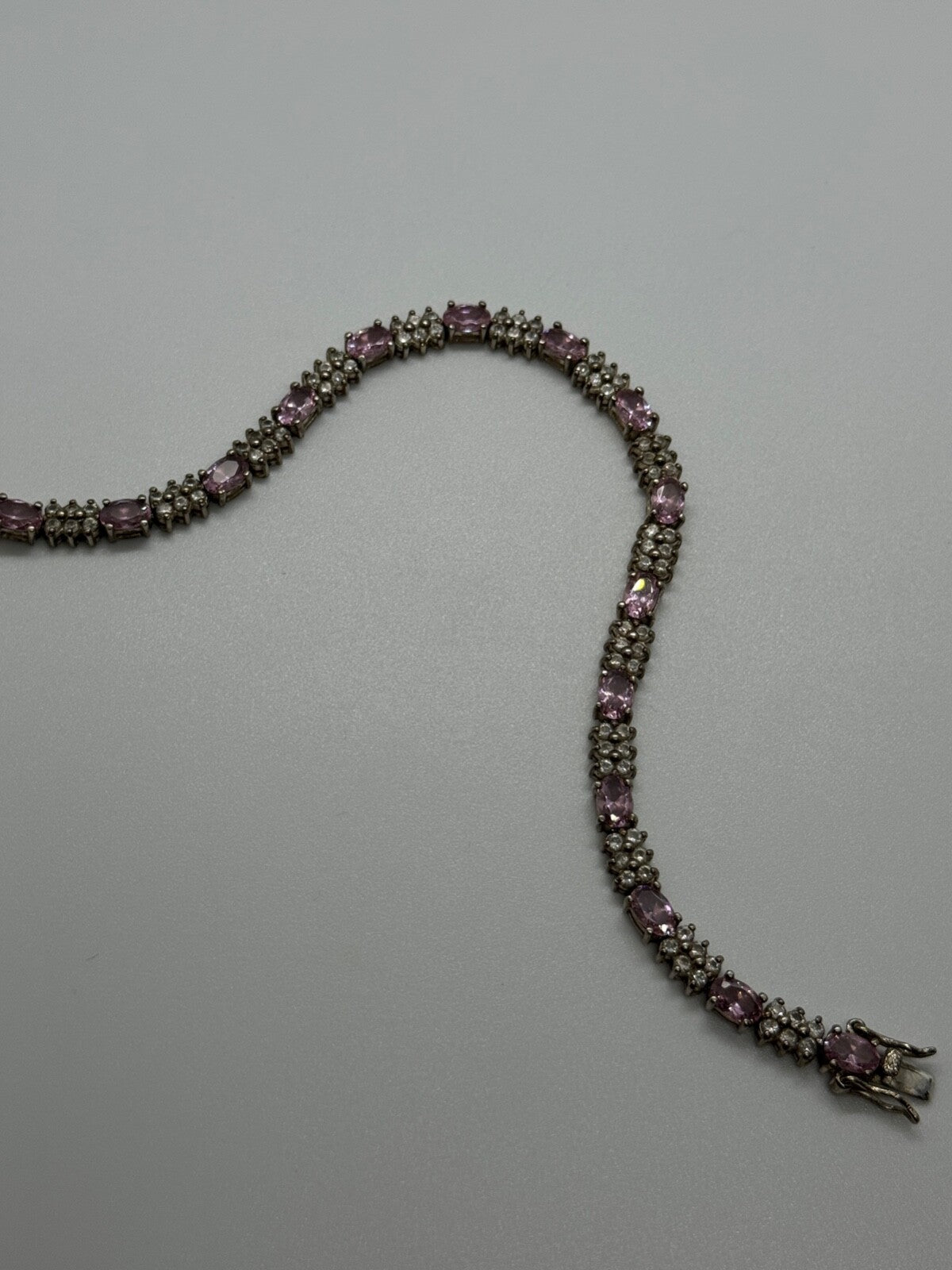 925 Sterling Silver Morganite & Goshenite Bracelet