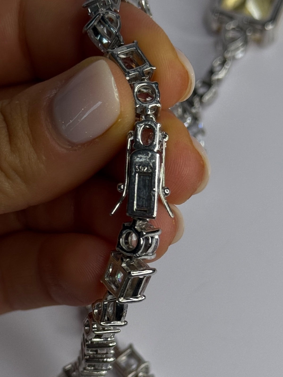 Beautiful 925 Sterling Silver Citrine & Beryl Necklace Length 18 Inch