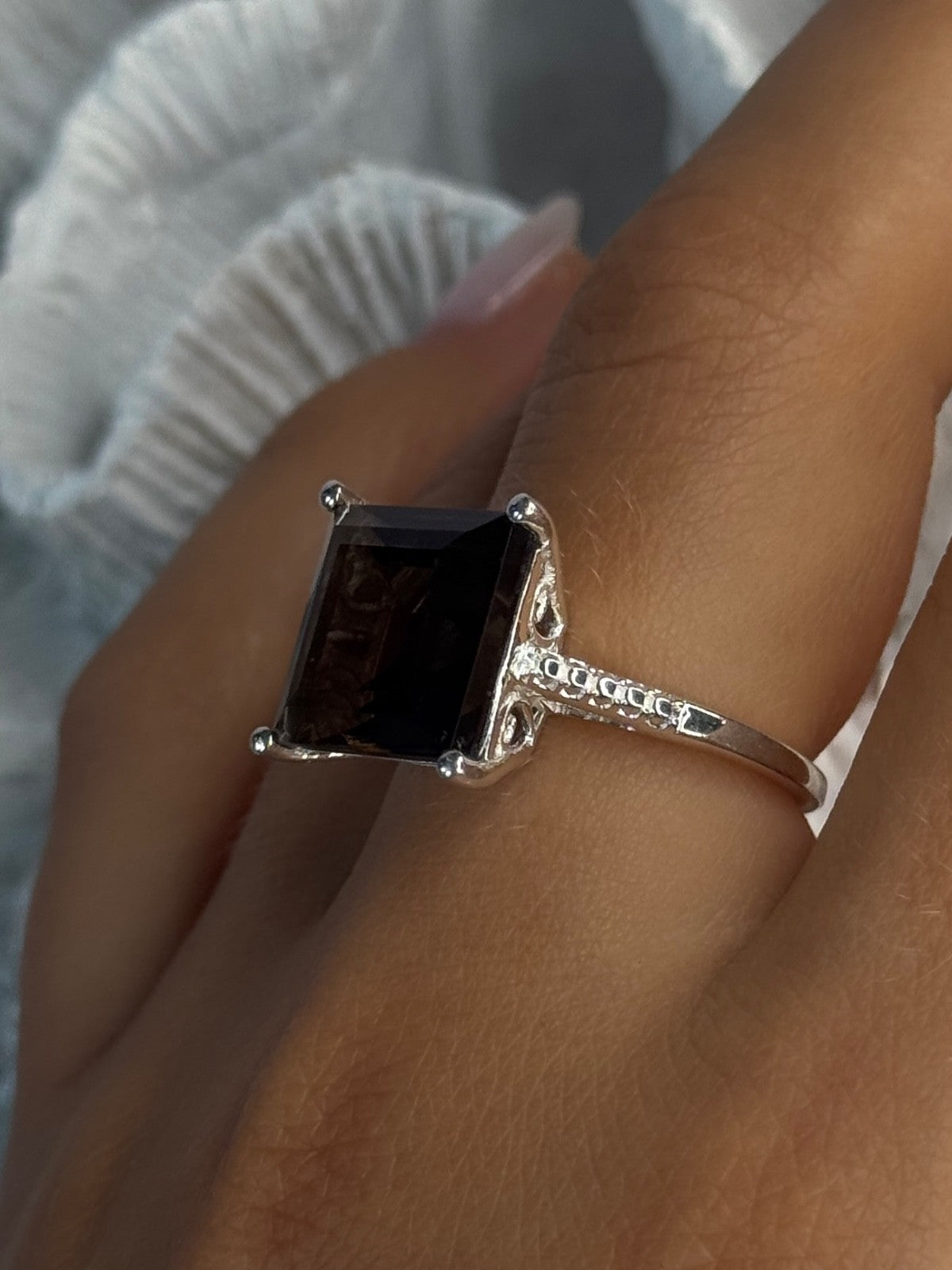 925 Sterling Silver Dravite Brown Tourmaline Ring Size 8