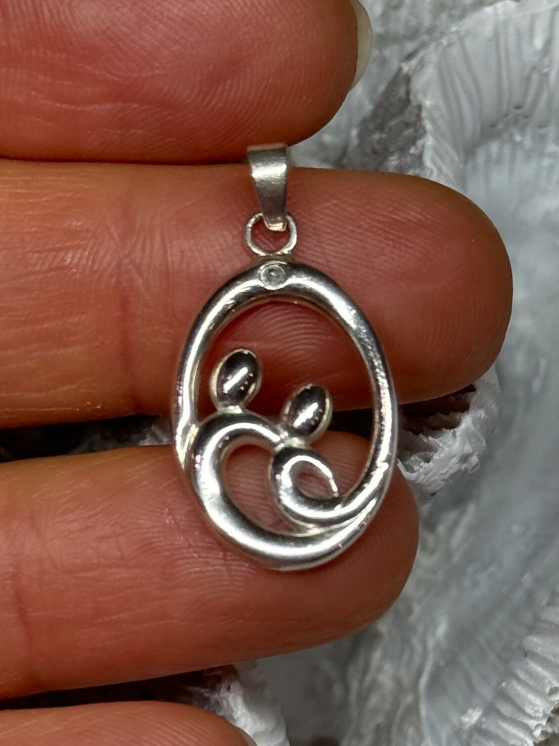 925 Sterling Silver Diamond Pendant Length 1.3 Inch