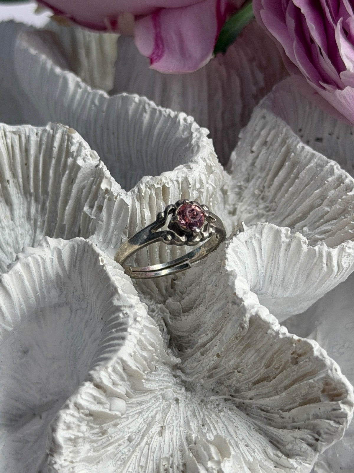 925 Sterling Silver Morganite Ring (adjustable)