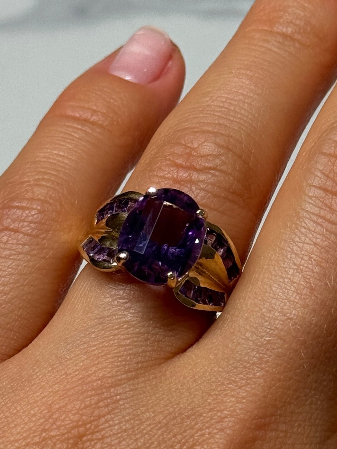 10K Yellow Gold Amethyst Ring Size 7