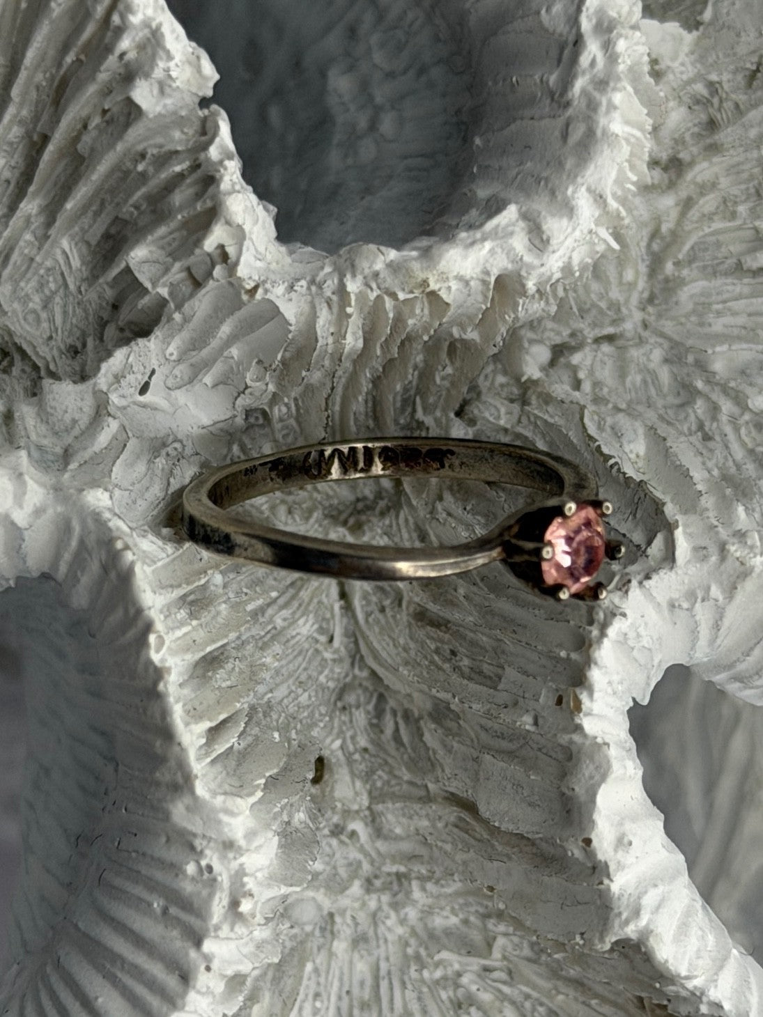 925 Sterling Silver Morganite Ring Size 4