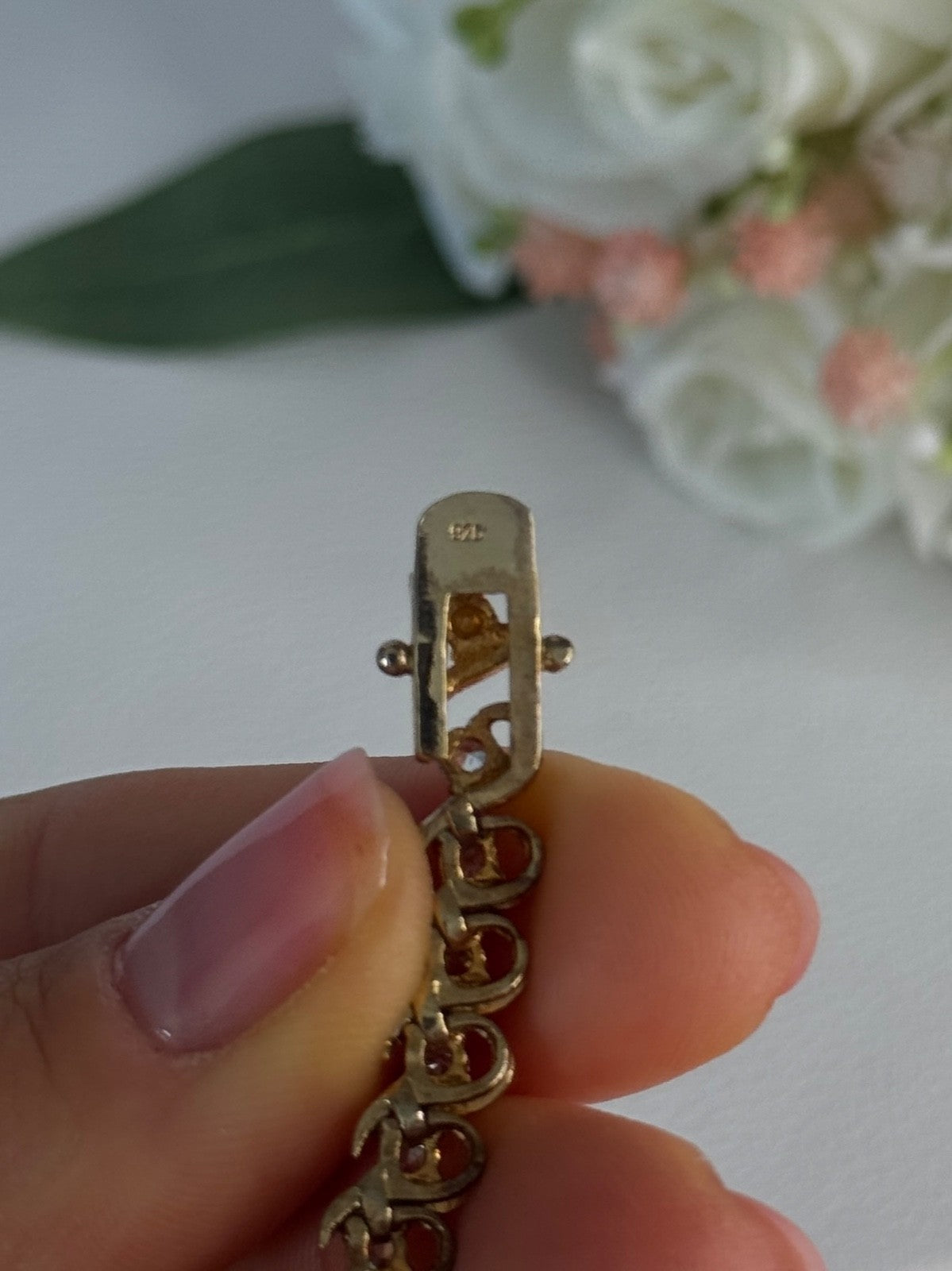 Fas 925 Sterling Silver Gold Plated CZ Bracelet Length 8.5 Inch