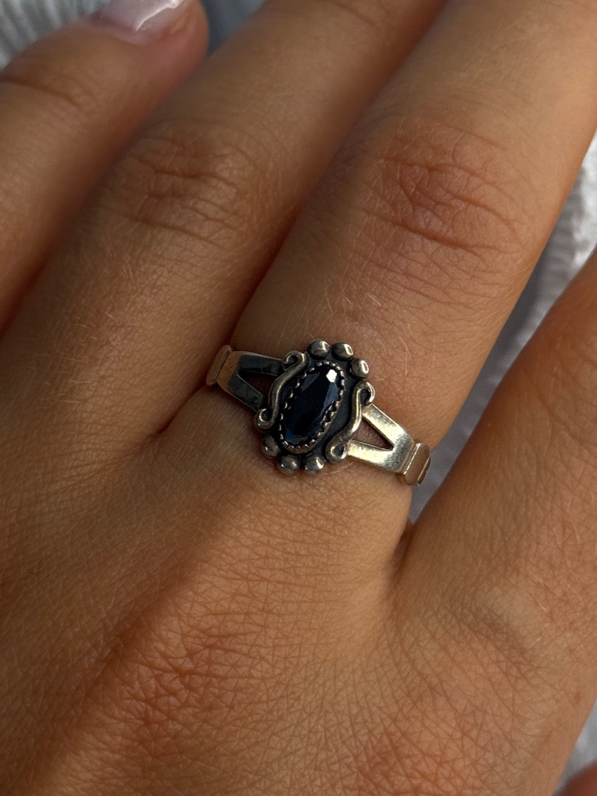 925 Sterling Silver Hematite Ring Size 8.5