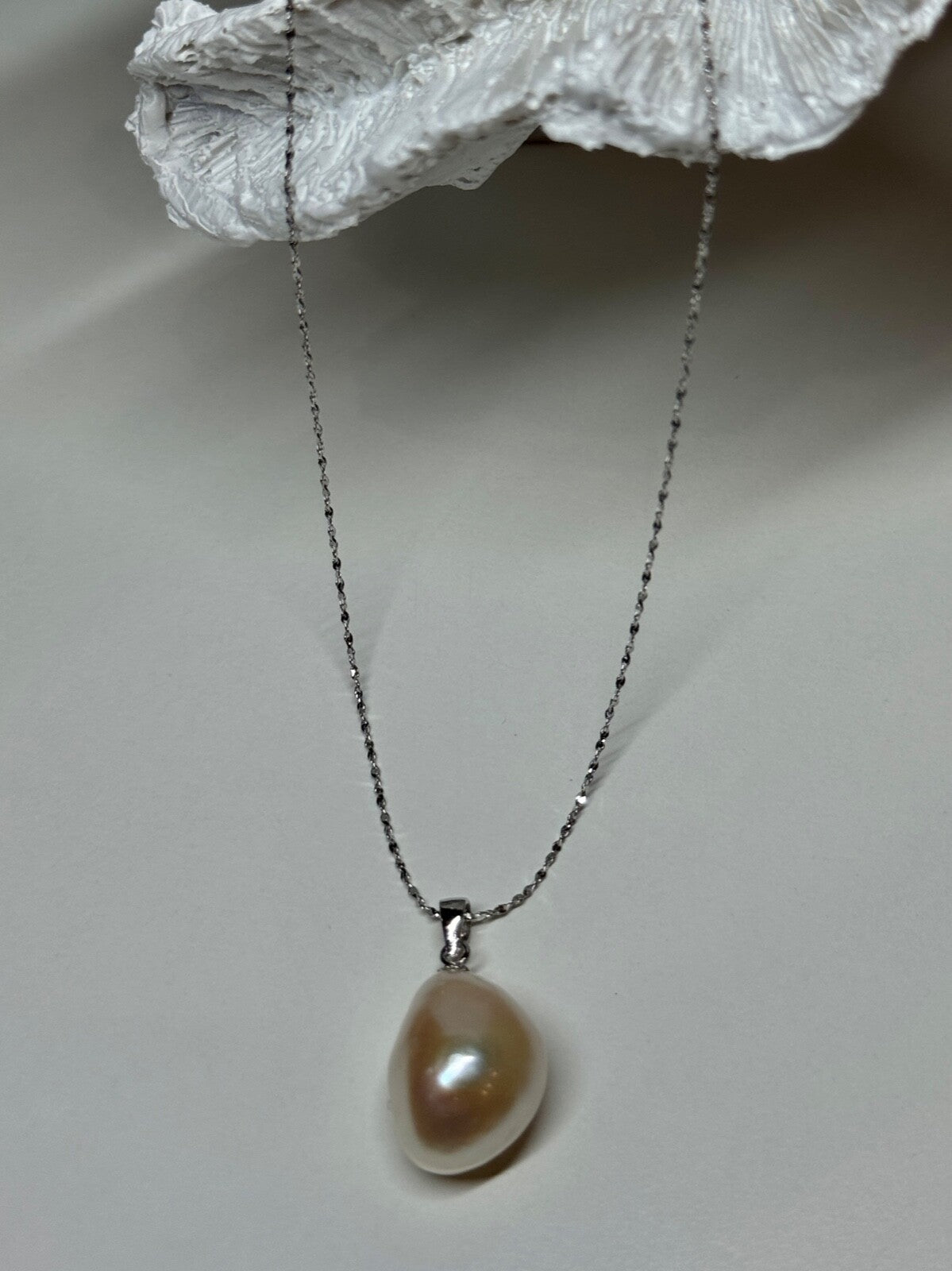 925 Sterling Silver Fresh Water Necklace Length 18 Inch