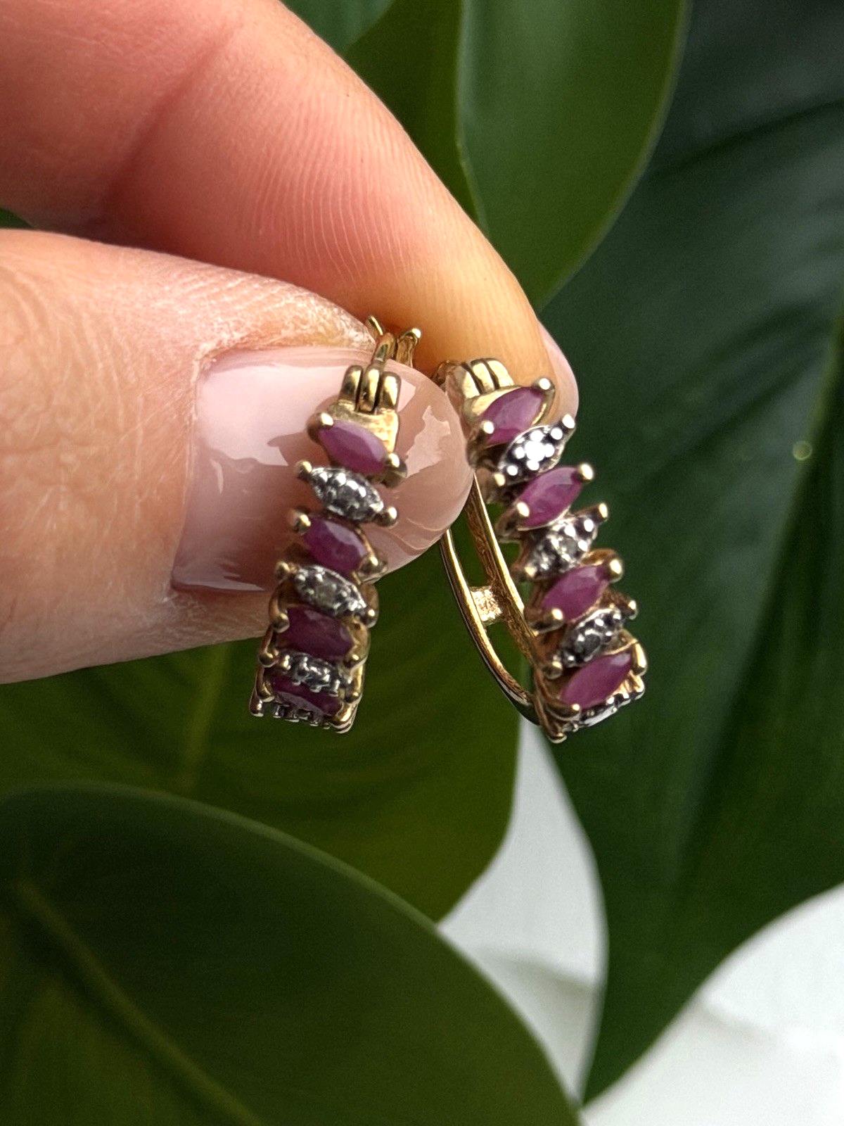 925 Sterling Silver Gold Plated Ruby Earrings
