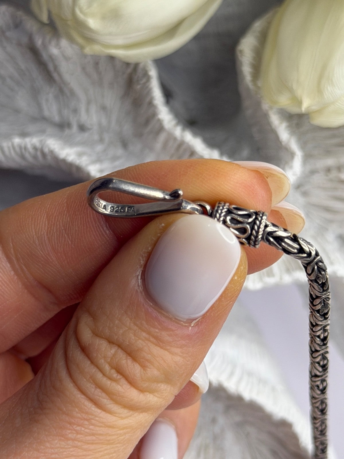Vintage Indonesia BA 925 Sterling Silver Chain Necklace