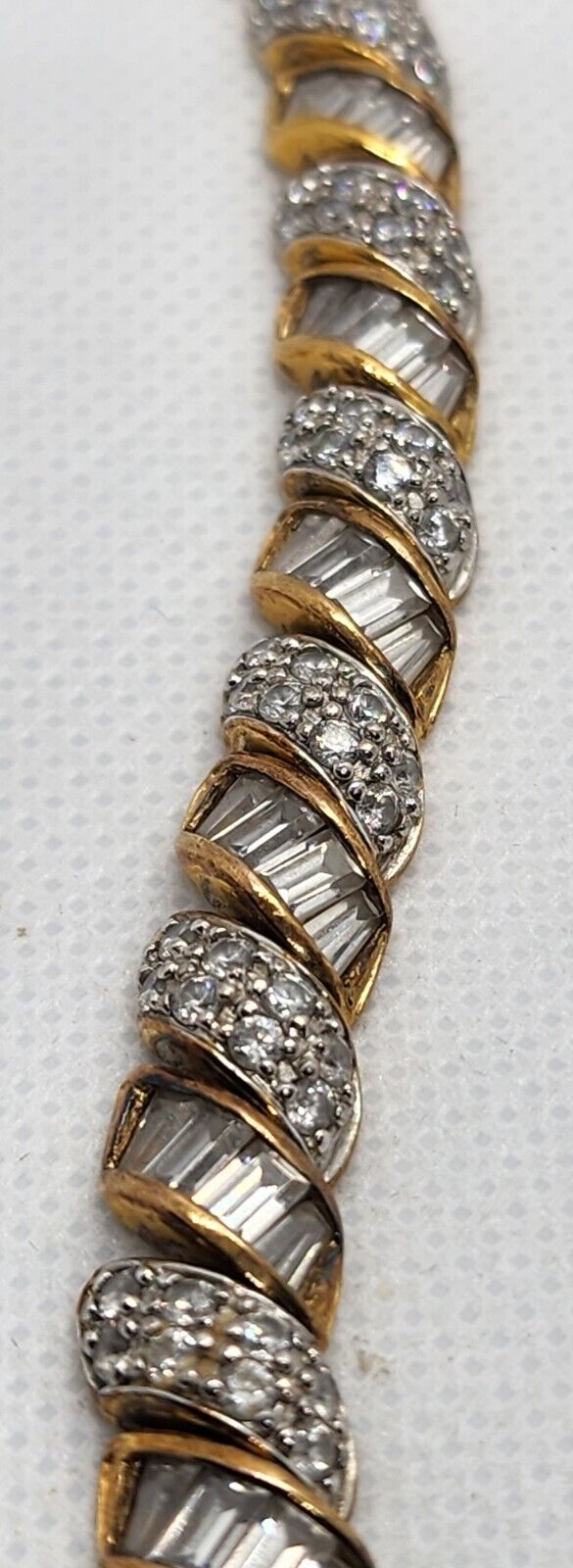 925 Sterling Silver Vermeil CZ Bracelet Size 7.15 IN