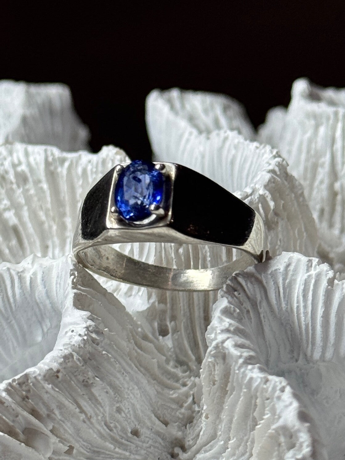 Men'S 925 Sterling Silver Sapphire Ring Size 8.5