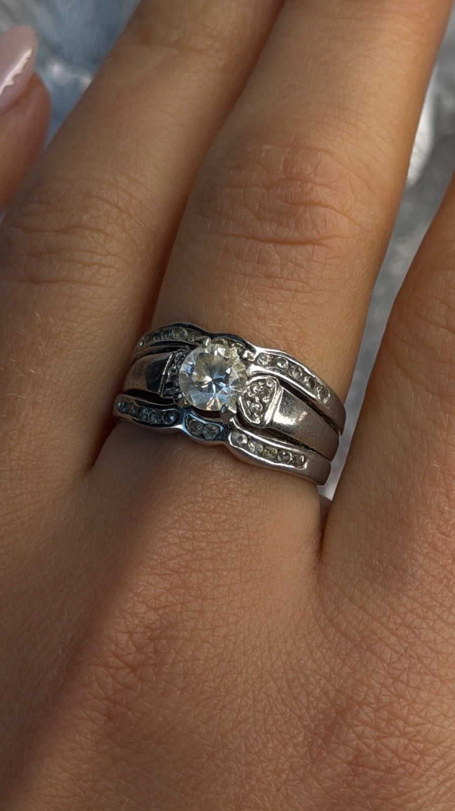 925 Sterling Silver White Tourmaline Ring Size 8
