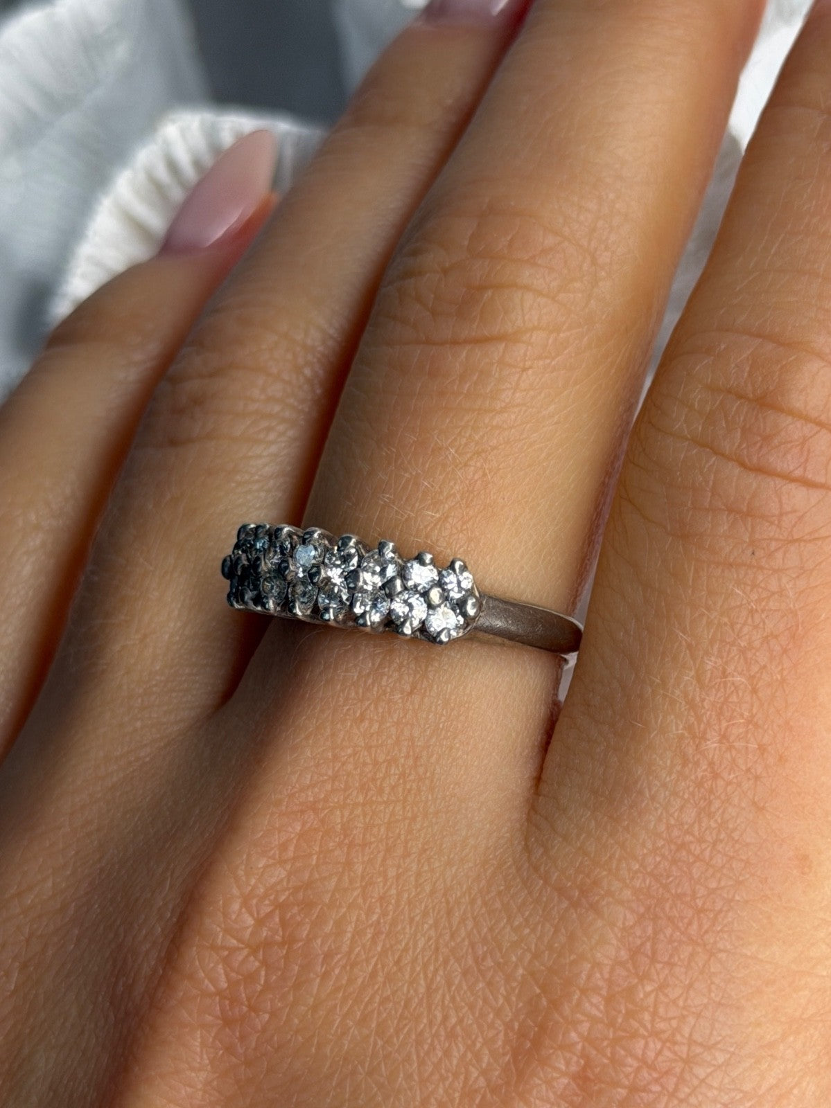 925 Sterling Silver Cz Ring Size 9