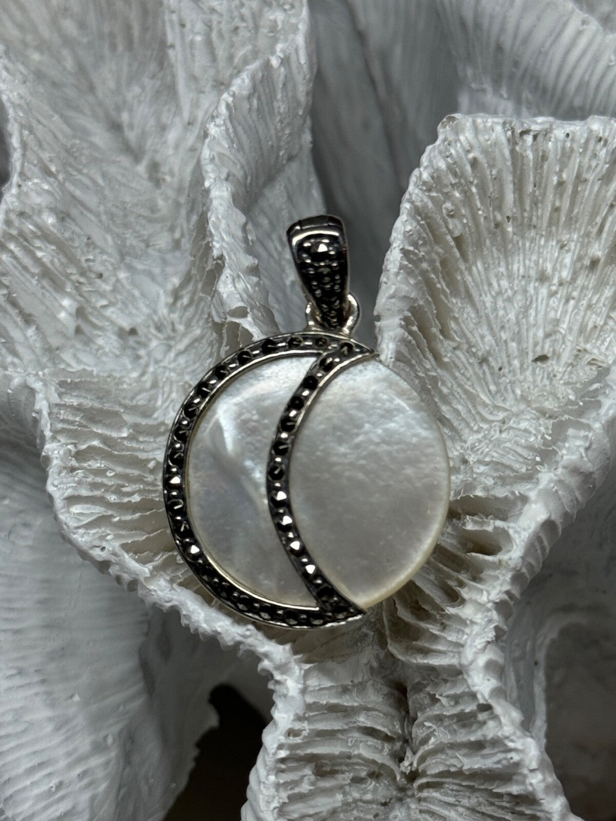 925 Sterling Silver Abalone Pendant Length 1.4 In